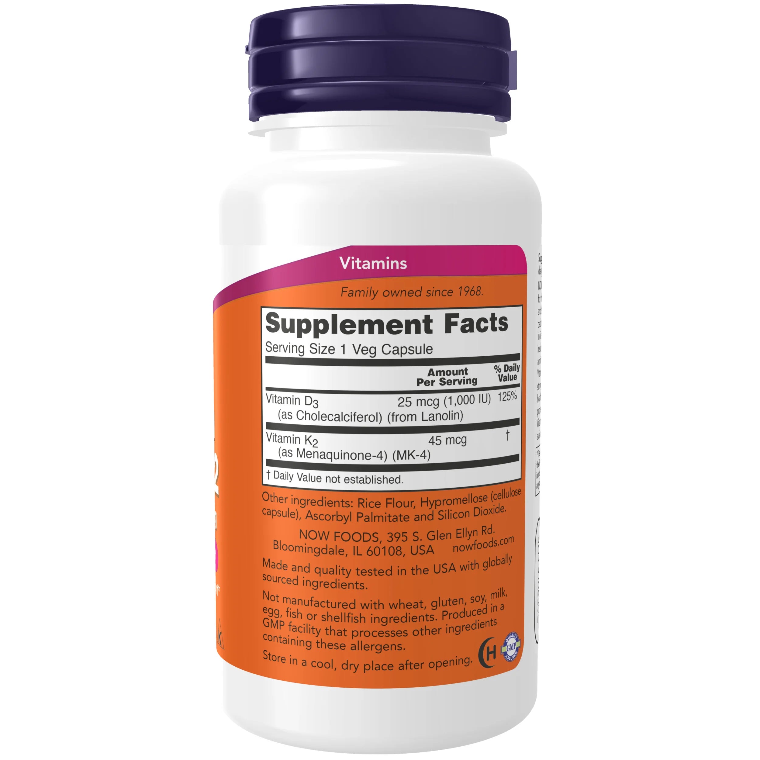 NOW Foods Vitamin D-3 & K-2 1000IU
